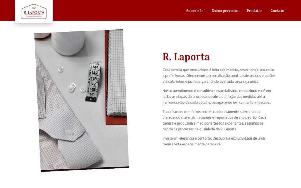 Camisaria R Laporta — Shirt maker introduction section