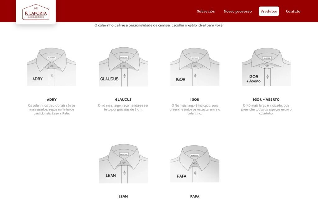 Camisaria R Laporta — Collar style catalog