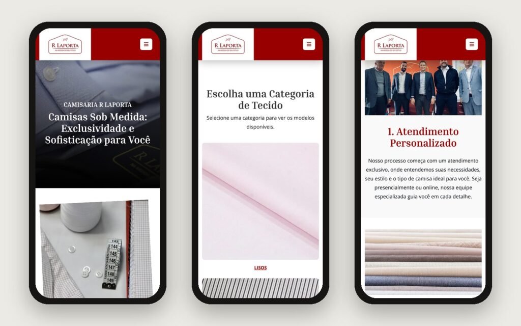 Camisaria R Laporta — Mobile version of the website