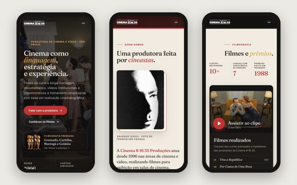 Cinema 8 16 35 — Mobile version of the website