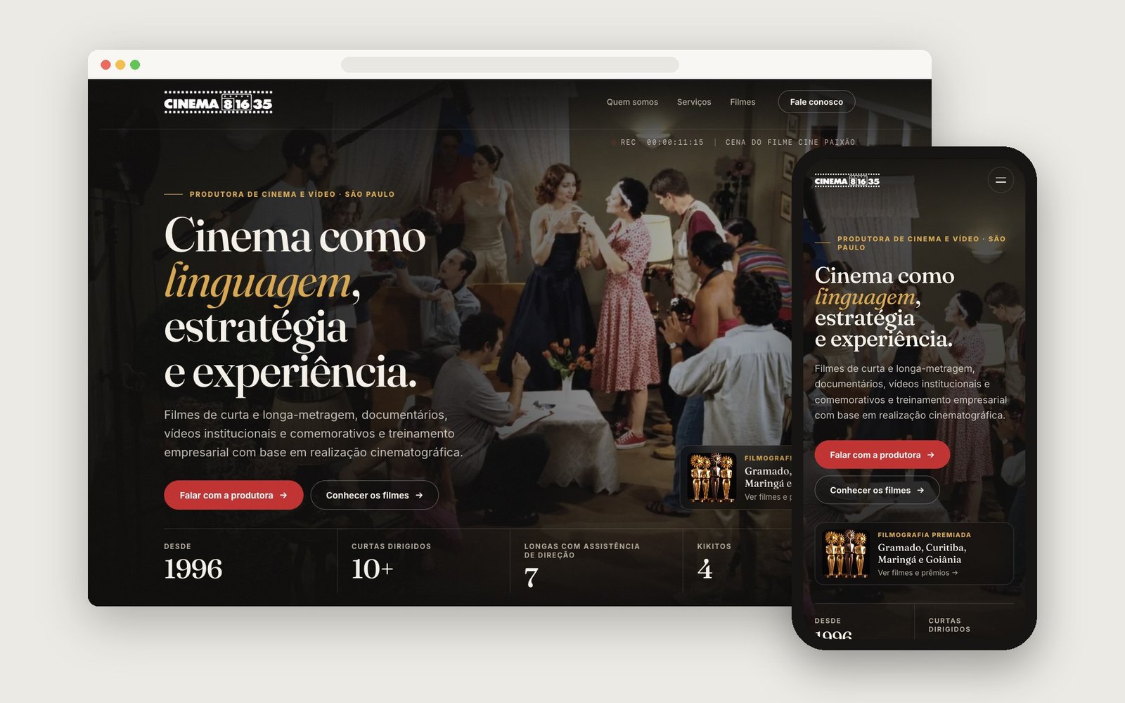 Cinema 8 16 35 — Site da Cinema 8 16 35 no computador e no celular
