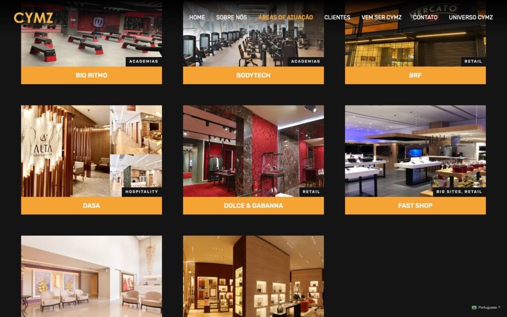 CYMZ Construções — Project grid with the company's work